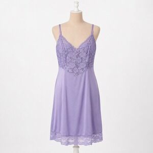 Floral Fairy Lace Babydoll Slip Dress Size L Purple Romantic Midi Lingerie Sexy